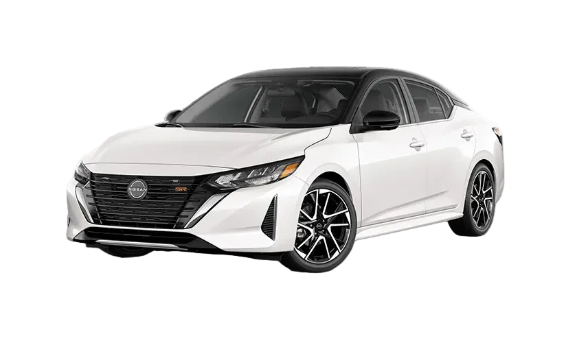 White Nissan car on a white background