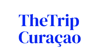 Text 'TheTrip Curaçao' in blue on a white background